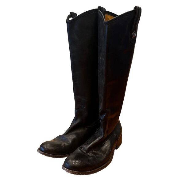Frye Shoes - Frye Melissa Button 2 100% Leather Boots Size 7.5 Women’s Black Slip On